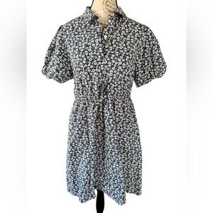 J. Crew Factory Navy Floral Shirt Dress | Size 6 | Pockets